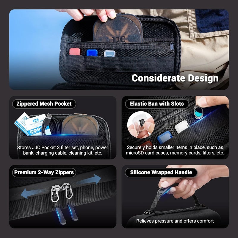 JJC Osmo Pocket 3 Case, Portable Carrying Case Bag for DJI Osmo Pocket 3 Creator Combo, Osmo Pocket 3 Travel Protective Case with Neck Strap and MicroSD Card Case, Small Pocket for Accessories Storage - Image 3